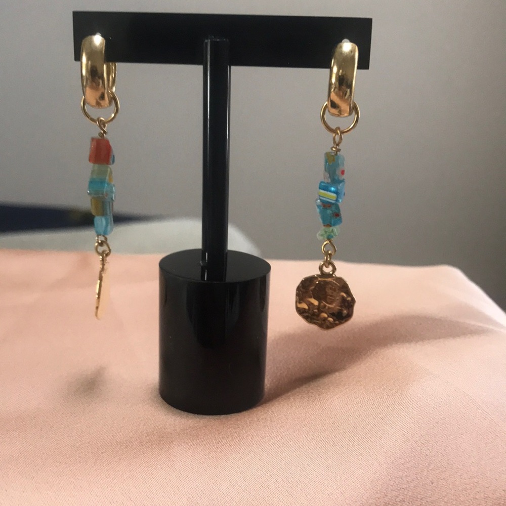 Mayamar beaded gold plated earrings. Can remove damage and wear as gold hoops